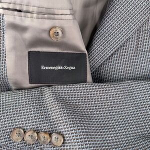 Ermenegildo Zegna Mens Blazer Jacket EU 54R US 44R Houndstooth Wool Silk Italian
